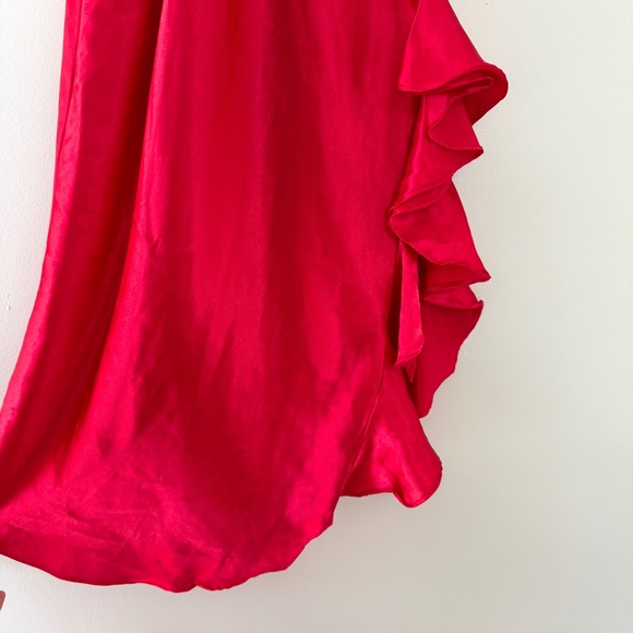 Victoria's Secret  Red Satin Slip Dress with Side Ruffle - Picture 3 of 10